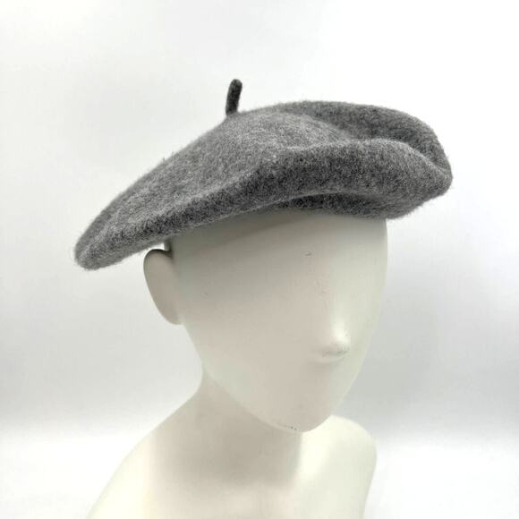 Vintage Bass Wool Beret Gray Dark Academia Military - Picture 1 of 8